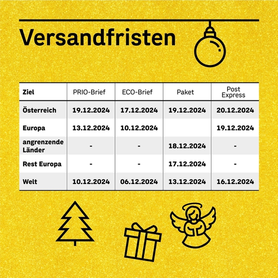 Versandfristen Weihnachten 2024